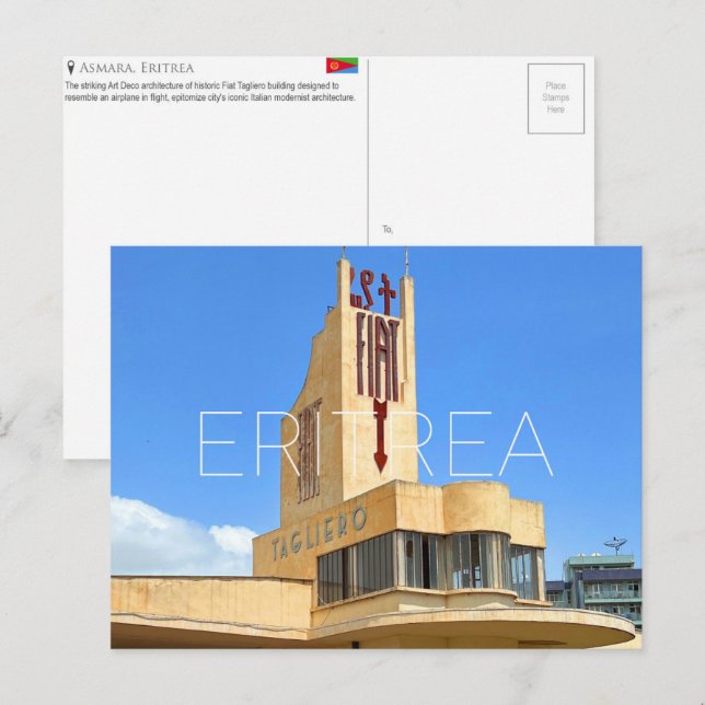 Asmara, Eritrea Reseminskort Vykort (Fram/baksida)