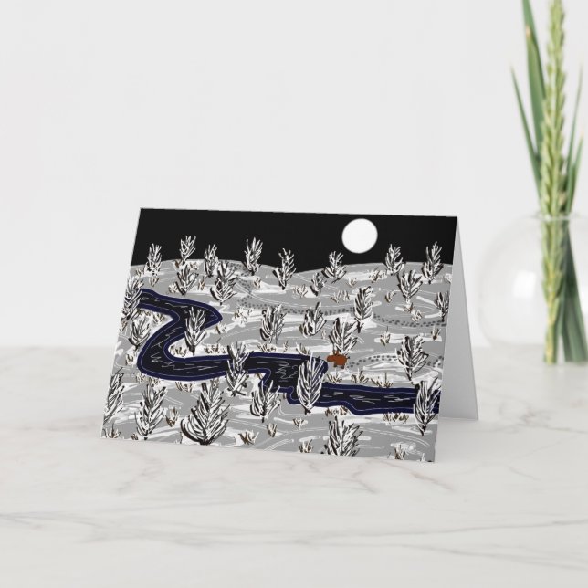 åsna i moonlight i snö helgkort (Framsida)