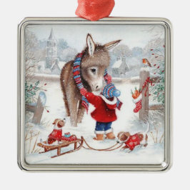 Åsna jul söta familj  julgransprydnad metall
