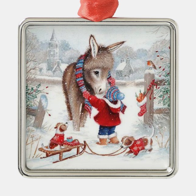 Åsna jul söta familj  julgransprydnad metall (Framsidan)