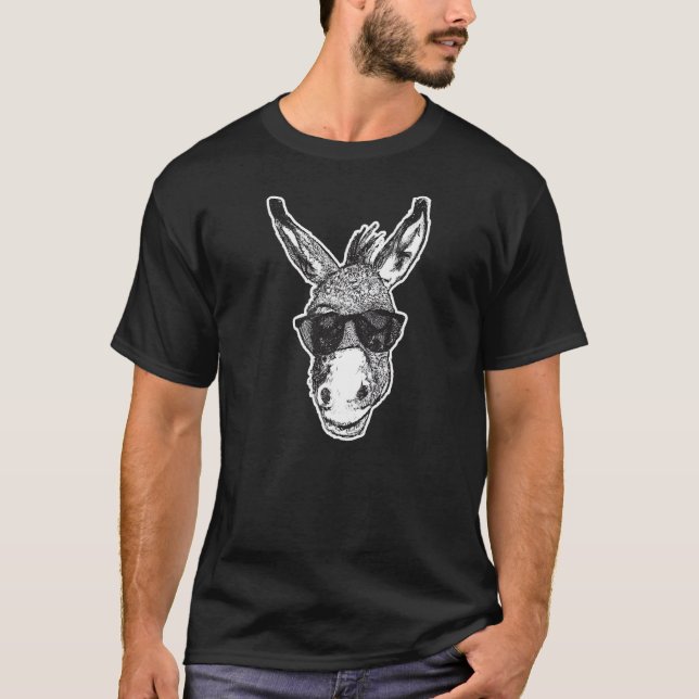 Åsna Med Solglasögon Hästar Djur Mula T Shirt (Framsida)