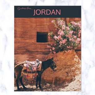 Åsna och blommor i Wadi Musi Jordanien Vykort