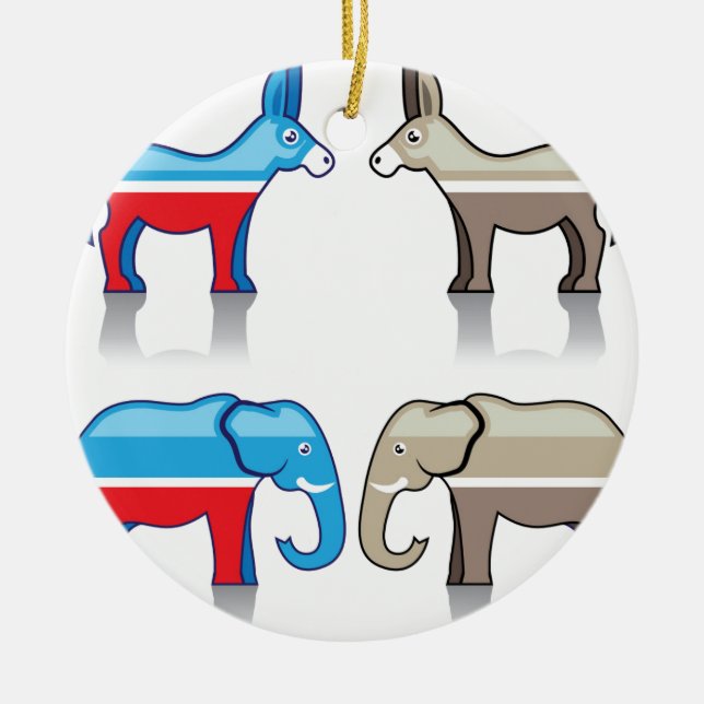 Åsna- och elefantpolitiskt parti julgransprydnad keramik (Framsidan)