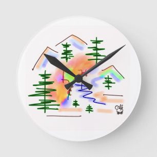 åsna och regnbåge rund klocka