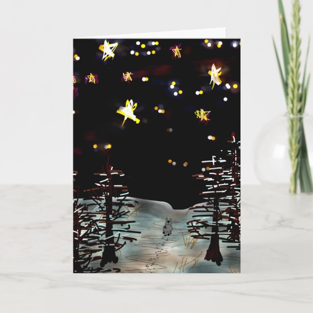 åsna som går till och med starry natt helgkort (Framsida)