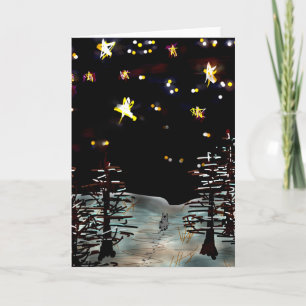 åsna som går till och med starry natt helgkort