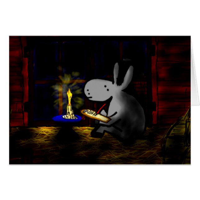 åsnahandstil vid candlelight hälsningskort (Framsidan Horizontal)