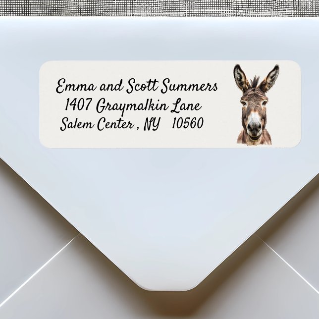 Åsnegård Söt akvarell konst Returadress Etikett (Skapare uppladdad)