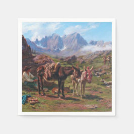 Åsnor i Pyrenéerna (Rosa Bonheur) Pappersservett