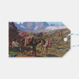 Åsnor i Pyrenéerna (Rosa Bonheur) Presentetikett