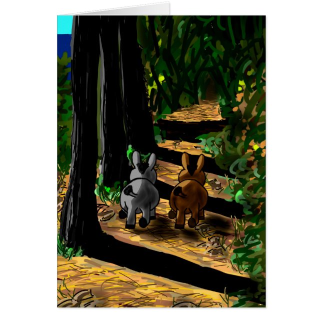 åsnor som går i skuggor hälsningskort (Framsidan)