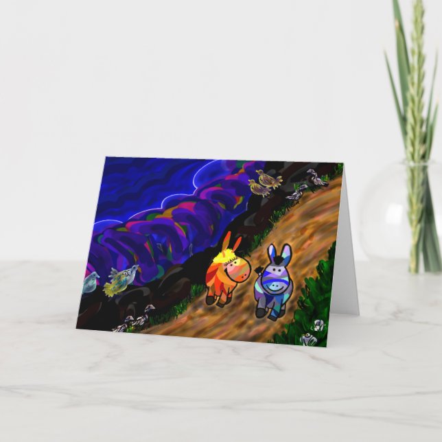 åsnor som går vid havet kort (Framsida)