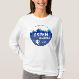 Asp- Colorado blåttdamer skidar konsthoodien T Shirt