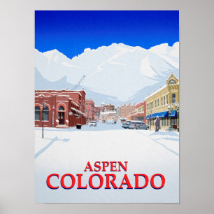 Asp- Colorado skidar semesterorttownen Poster