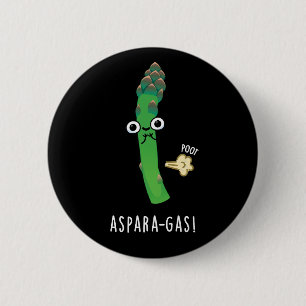 Aspara-gas Funny Asparagus Veggie Pun Mörk BG Knapp