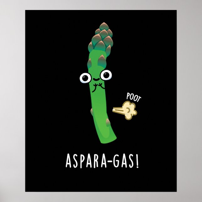 Aspara-gas Funny Asparagus Veggie Pun Mörk BG Poster (Framsidan)