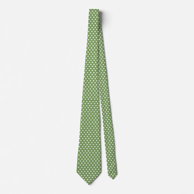 Asparagus Grönt med White Polka dots Neck Tie Slips (Framsida)