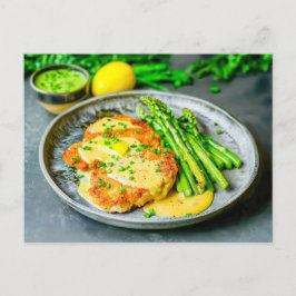 Asparagus med Schnitzel och Sauce Helg Vykort
