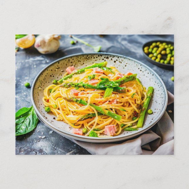 Asparagus Pasta med Cream Sauce Helg Vykort (Framsida)