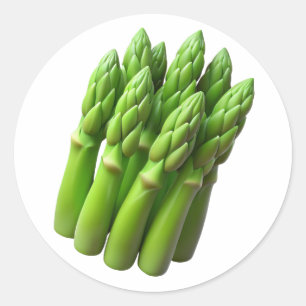 Asparagus Plastic 3D - Glossy Round Label Runt Klistermärke
