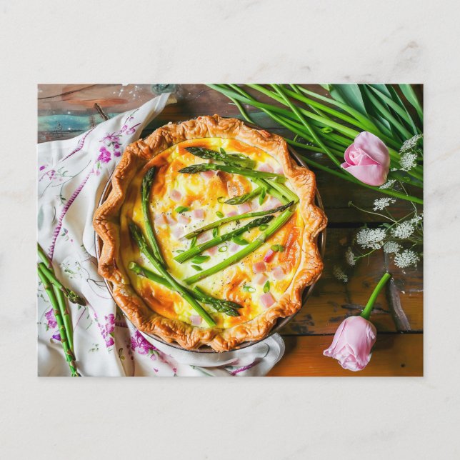 Asparagus Quiche med ost och Örter Helg Vykort (Framsida)