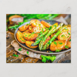 Asparagus Quiche med ost och Örter Helg Vykort