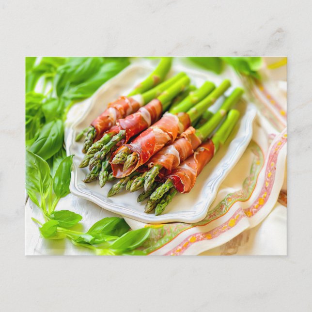 Asparagus Wrapped in Prosciutto Helg Vykort (Framsida)