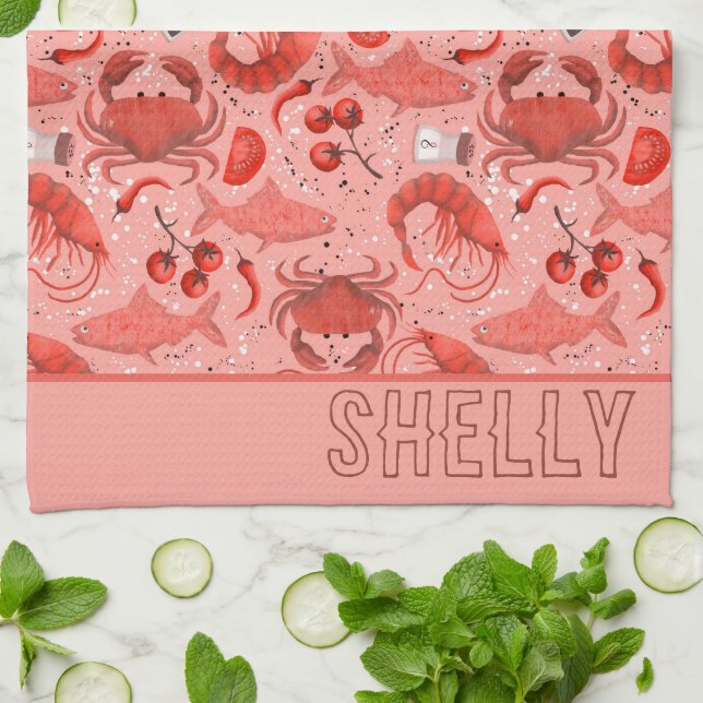 Aspektakulär fisk kökshandduk (Vikta)