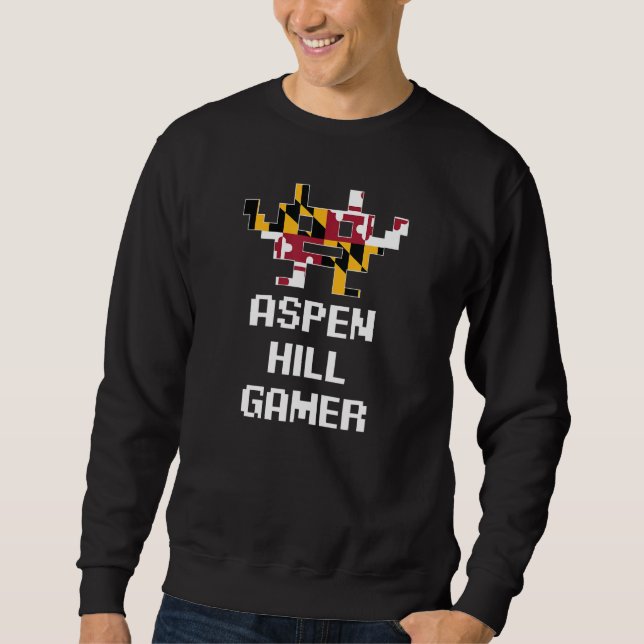 Aspen Backe Gamer 8-bitars Statlig flagga Lång Ärmad Tröja (Framsida)