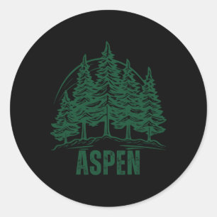 Aspen Colorado Berg Skidor Tall Trä Ute Usa Runt Klistermärke