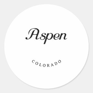Aspen Colorado Black Font Runt Klistermärke