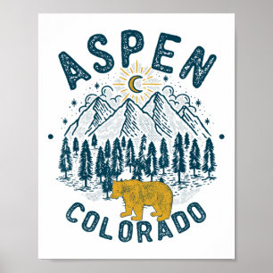 Aspen Colorado Co Berg Skidåkning Vintage Aspen Sk Poster