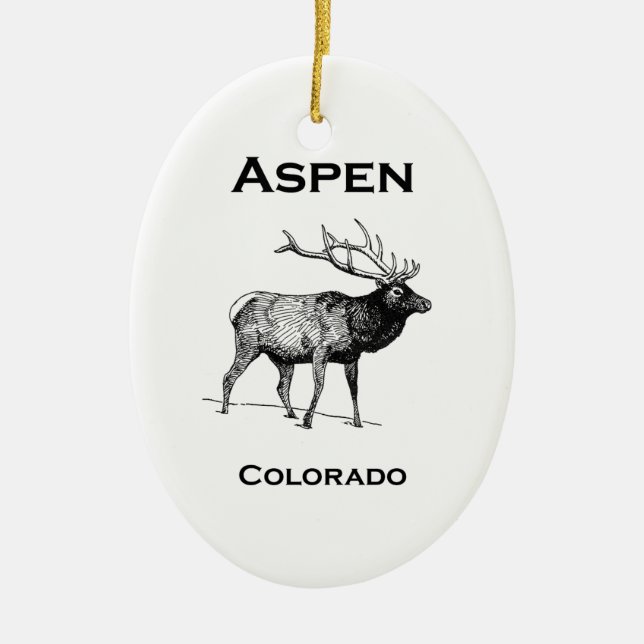 Aspen Colorado Elk Julgransprydnad Keramik (Framsidan)