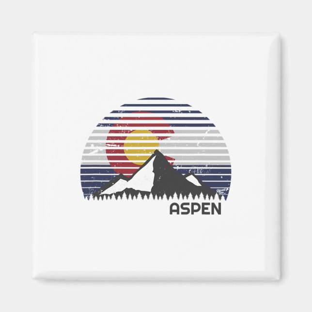 Aspen Colorado Flagga - berget Magnet (Framsidan)