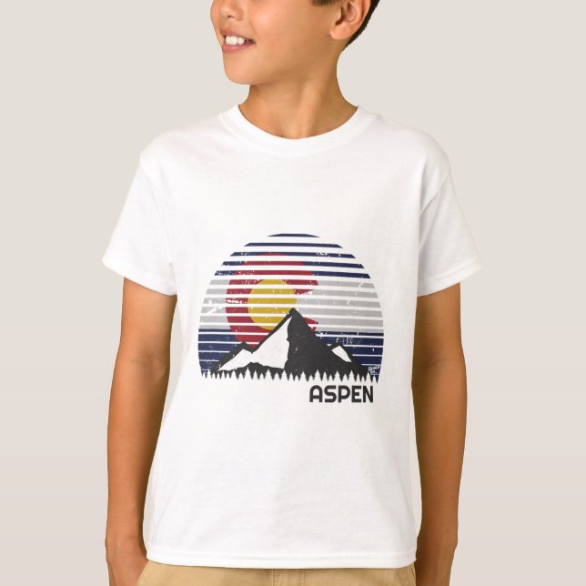 Aspen Colorado Flagga - berget T Shirt (Framsida)