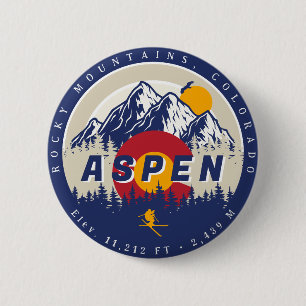 Aspen Colorado Flagga Ski Mountain Sunset Souvenir Knapp