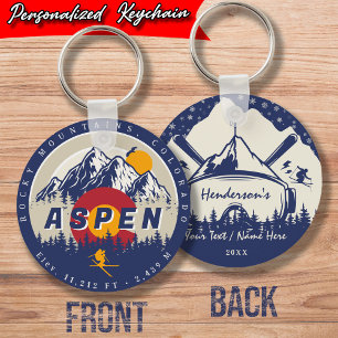 Aspen Colorado Flagga Ski Mountain Sunset Souvenir Nyckelring