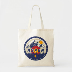 Aspen Colorado Flagga Ski Mountain Sunset Souvenir Tygkasse