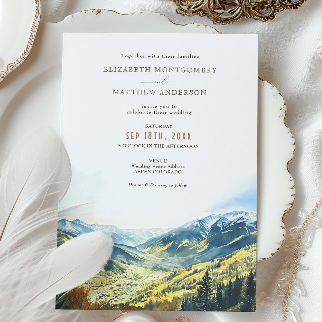 Aspen Colorado Mountain Destination Wedding Inbjudningar (Skapare uppladdad)