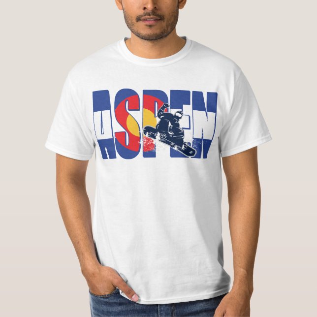 Aspen Colorado och Snowboarder T Shirt (Framsida)