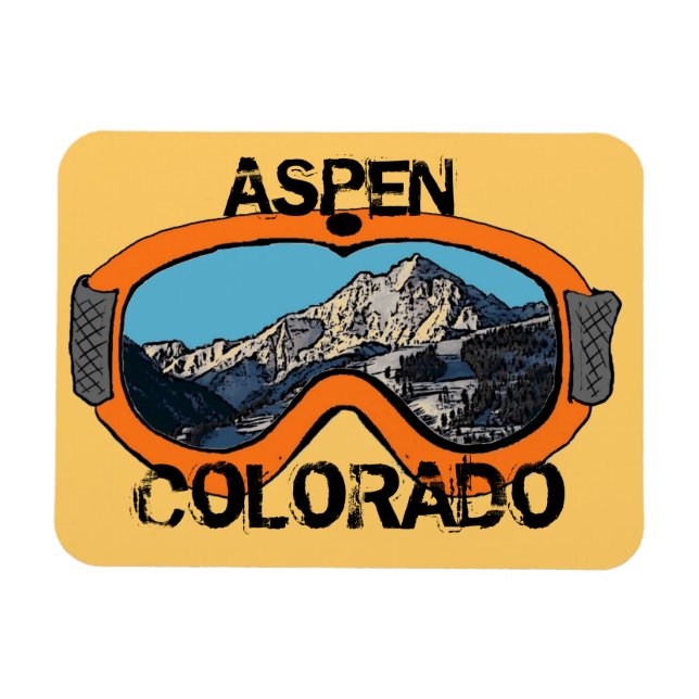 Aspen Colorado orange snö goggel magnet (Horisontell)