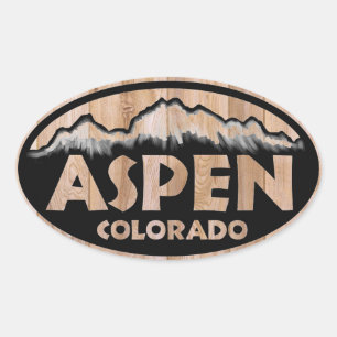 Aspen Colorado, ovala träemballage Ovalt Klistermärke