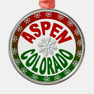 Aspen Colorado red grönt snowflake ornament