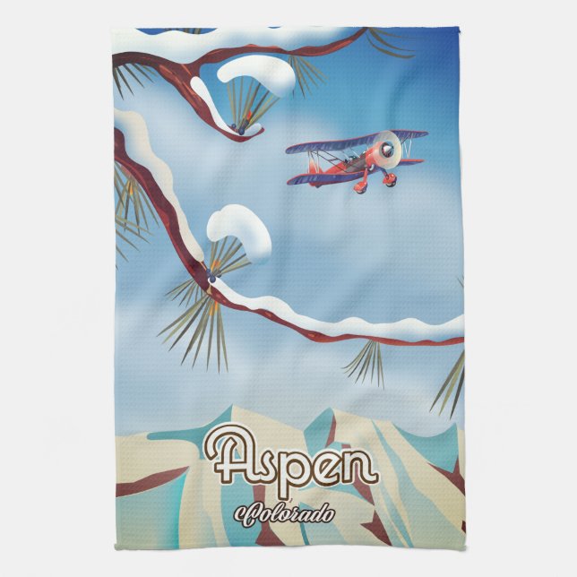 Aspen Colorado reseskylt Kökshandduk (Vertikal)