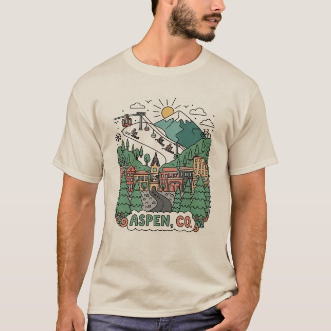 Aspen Colorado Resor T Shirt (Framsida)