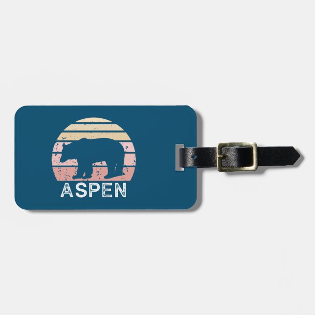 Aspen Colorado Retro Bear Bagagebricka (Horisontell Framsida)