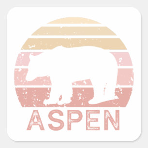 Aspen Colorado Retro Bear Fyrkantigt Klistermärke