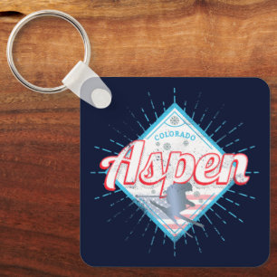Aspen Colorado Retro Skier Vintage USA Ski Nyckelring