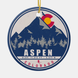 Aspen Colorado Retro Sunset Souvenirs 80-tal Julgransprydnad Keramik