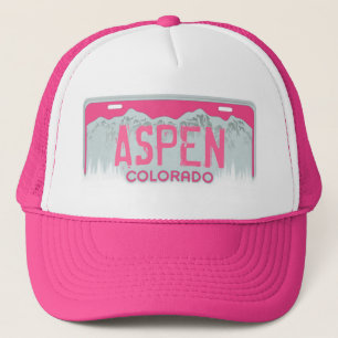 Aspen Colorado rosa-registreringsskylt souvenir ha Truckerkeps